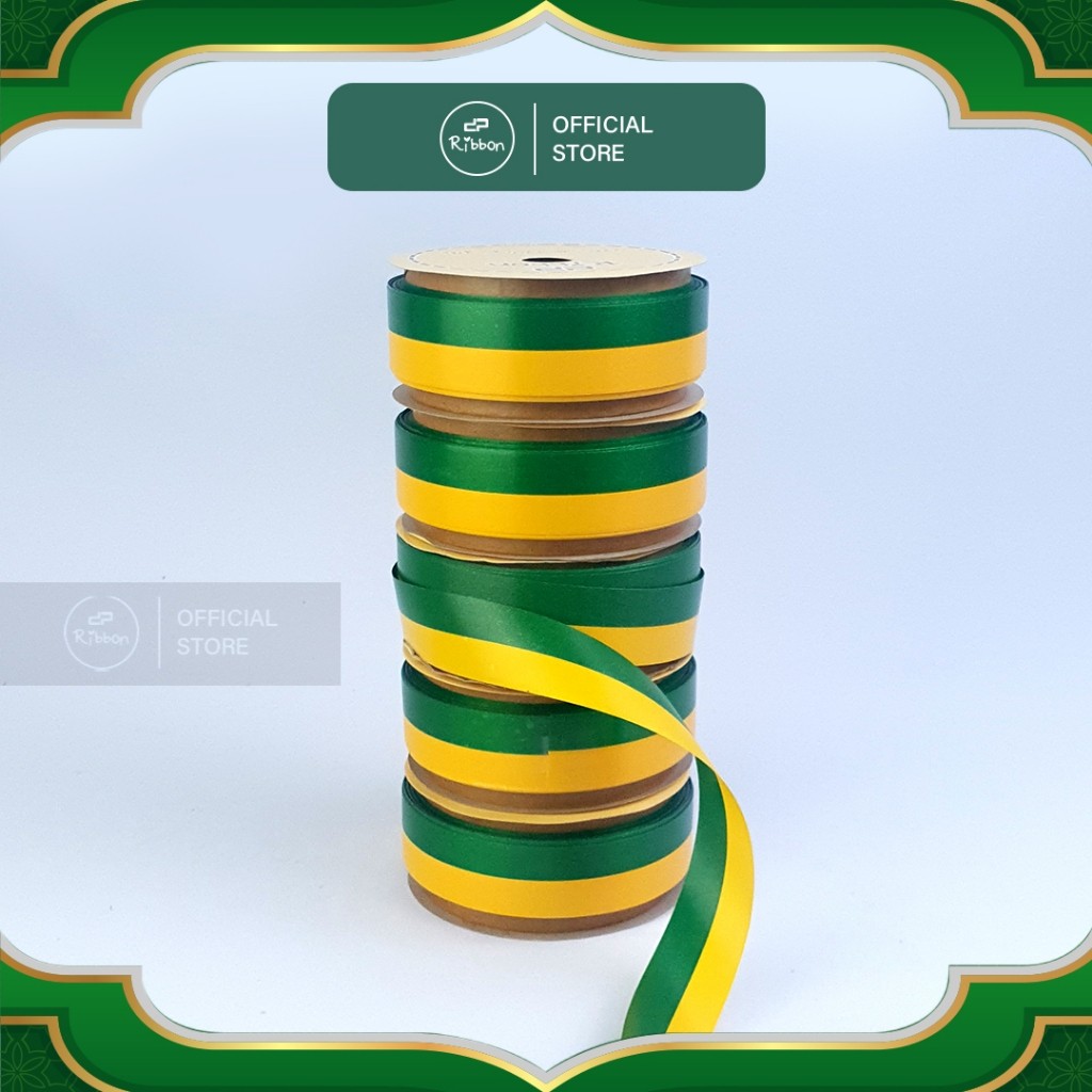 

1 Roll Pita Kado HIJAU - KUNING 2.5cm Ribbon 25mm x 14m Idul Fitri 1" Lebaran Idul Fitri Puasa 2.5cm