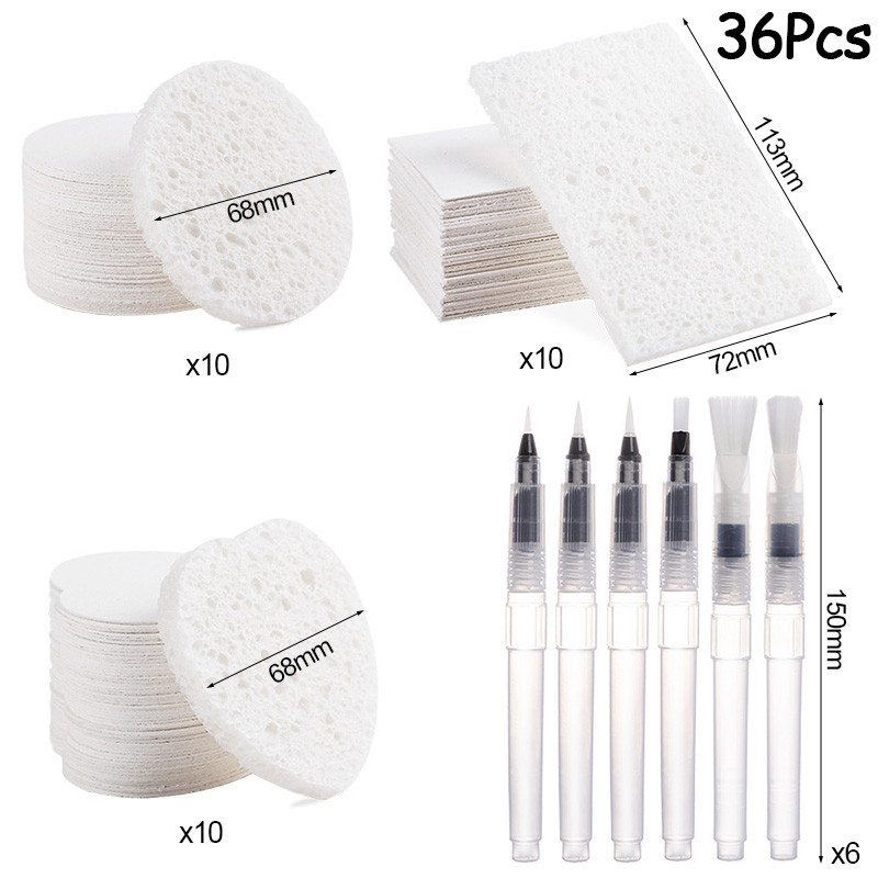 

36Pcs/set 3D Drawing Magic Canvas Sponge with Water Brush DIY Art Foam Texture Painting Paper Kids Birthday Party Gift