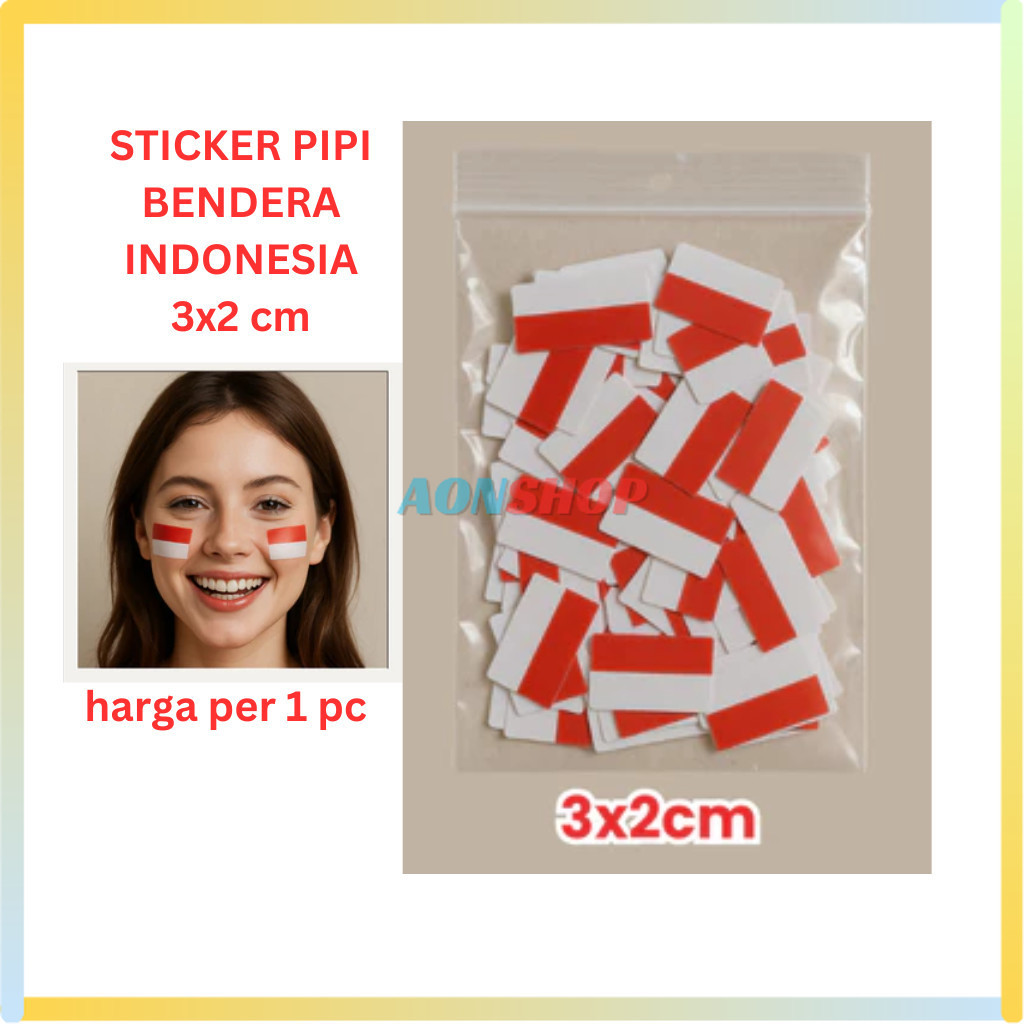 

Stiker Pipi Bendera Indonesia 3x2 cm Face Sticker Merah Putih Satuan