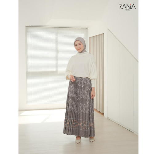 Rania Fashion - Rok Plisket Motif Sora - Bahan Velvet Monggly