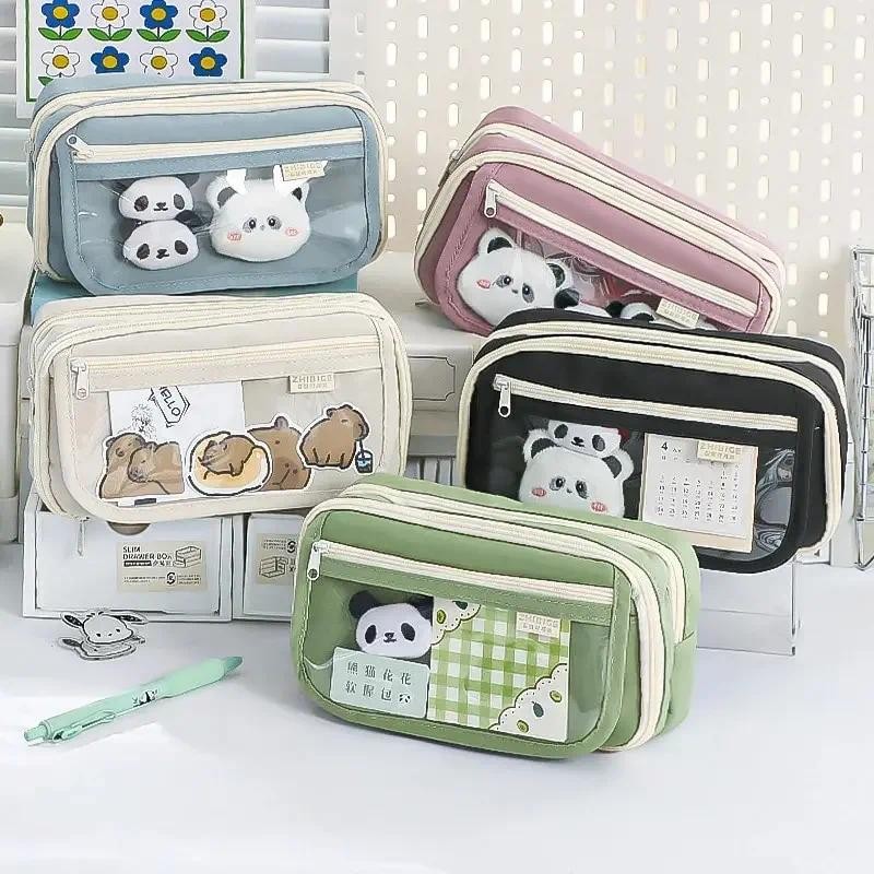 

9-layer Large Capacity Pencil Case with Transparent Compartment and Magnetic Button Flip for Retrieval