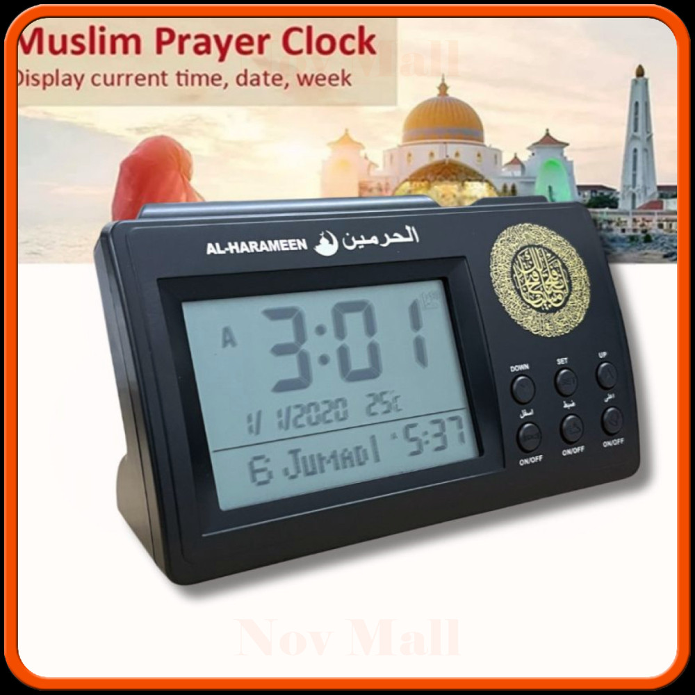 Jam Meja Digital Alarm Adzan Muslim Prayer Watch Clock JM279