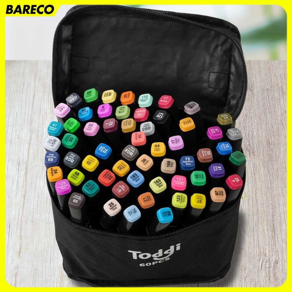 

Toddi Spidol Dual Side Fine Art Brush Pen Art Marker Set 60 Color - HL270