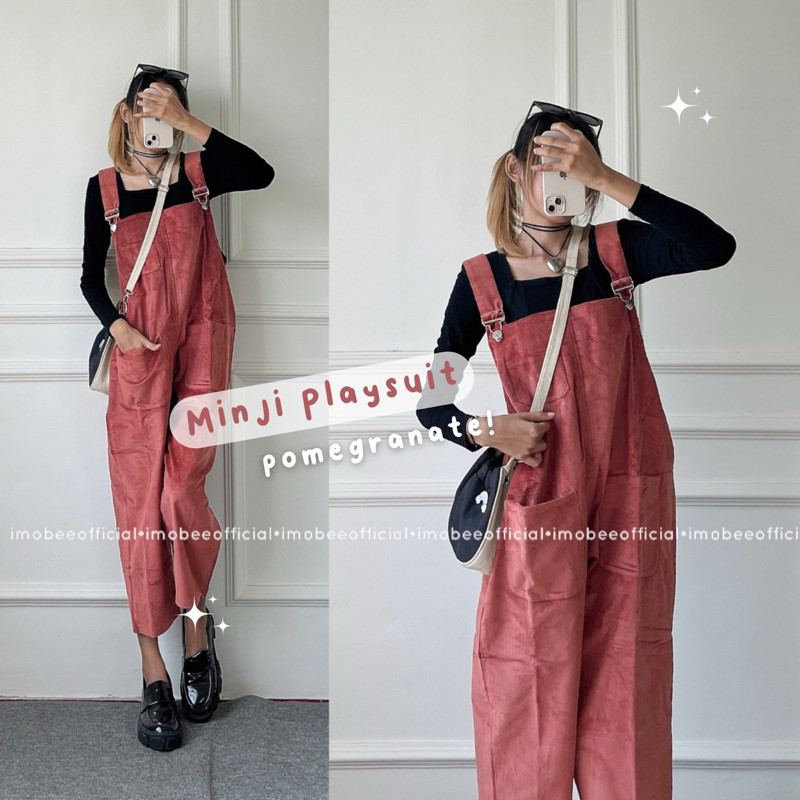 Beethelabel | PLAYSUIT Minji Jumpsuit Celana Overall Corduroy Baju Kodok Wanita Dewasa Lucu Korea Te