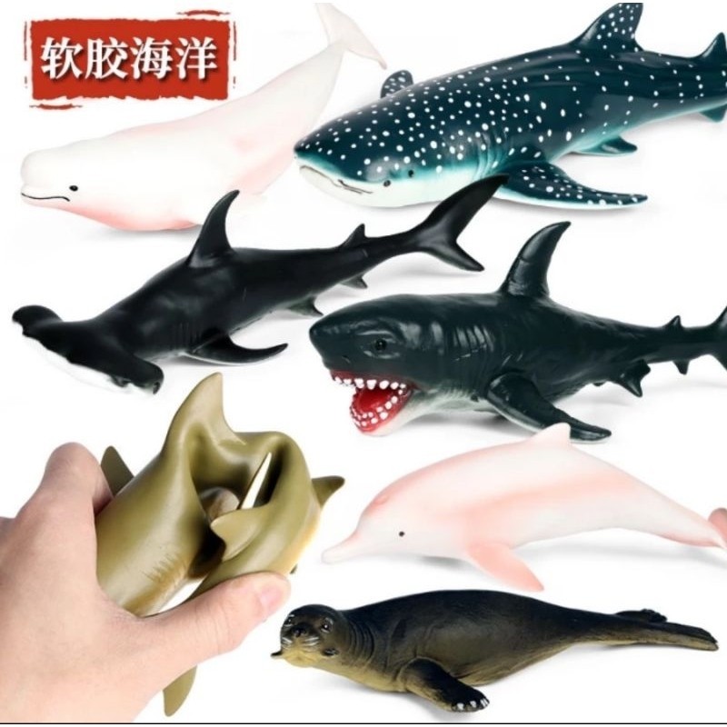 MAINAN HIU PAUS KARAKTER IKAN KARET MAINAN EDUKASI ANAK