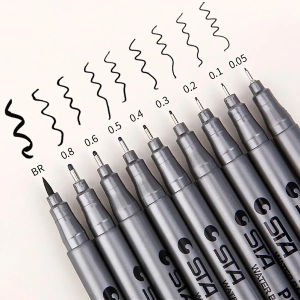 

0.05-1mm Fine Line Art Pen – Black Ink Fineliner for Drawing, Sketching & Design | Professional Stationery Tool, 14.1cm