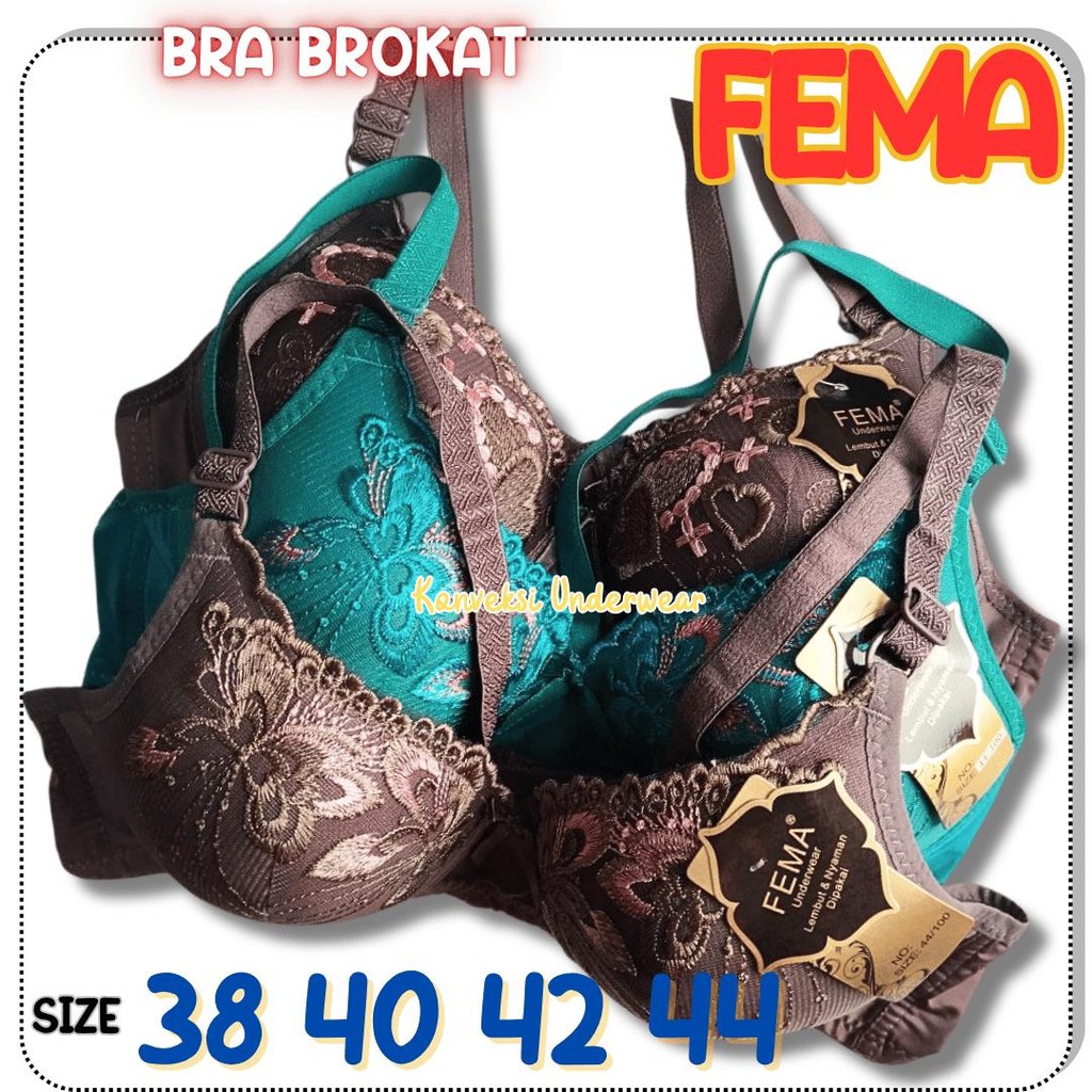 Bh tanpa kawat brokat FEMA – bra renda tipis wanita size 38 40 42 44