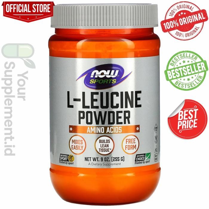 Bubuk L-Leucine NOW Foods Sports 255 g protein amino otot fitnes USA
