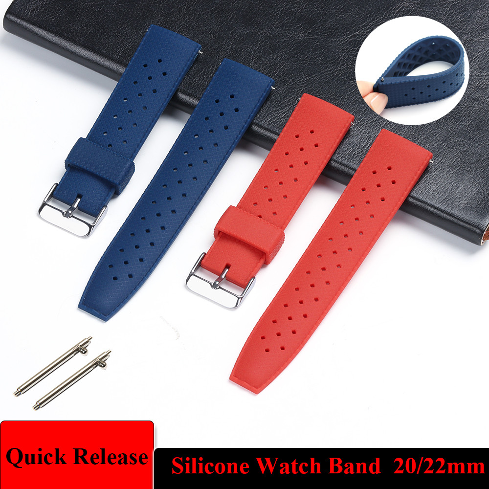 20mm 22mm Rubber Tropic Watch Band Quick Release Watch Band Tropical Silicone Smart Watch Strap for 
