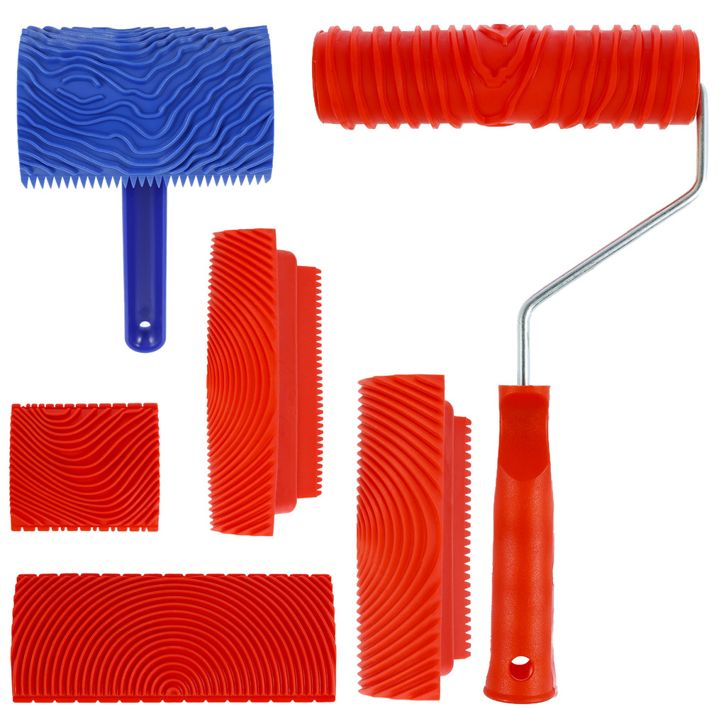 

Rubber Wood Graining Tools Set Texture DIY Paint Roller Brush Pattern for Wall Room Home Yard Garden Decoration Painting Tools