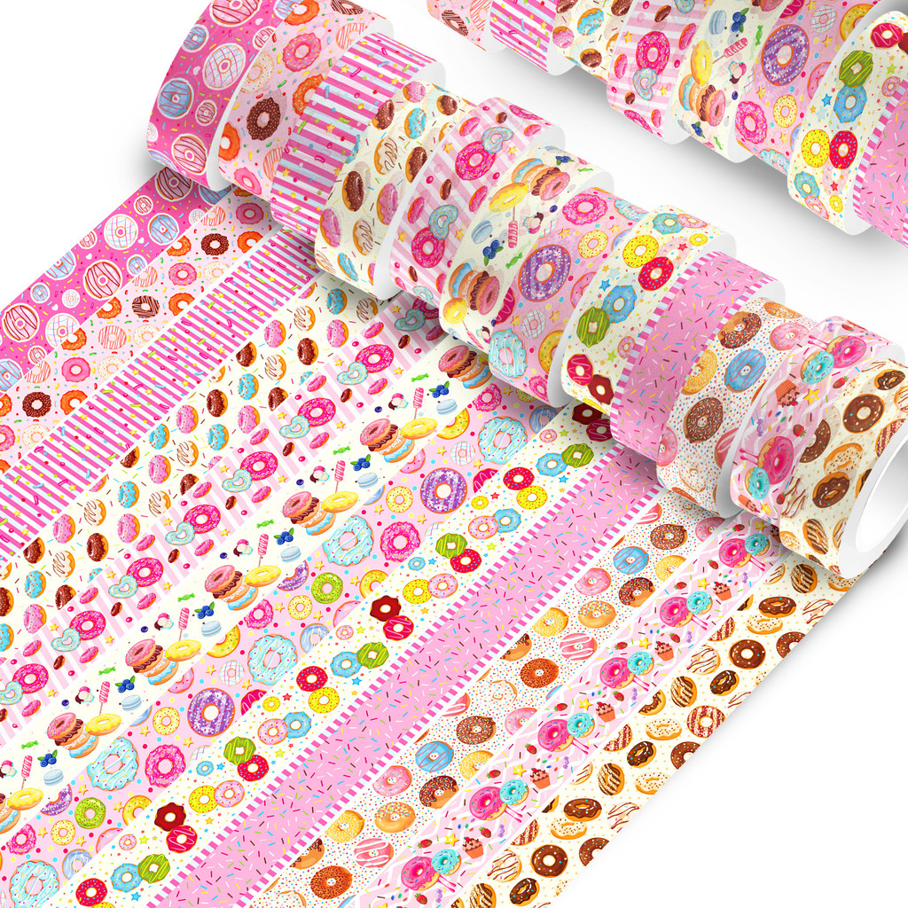 

12 Rolls Cartoon Donut Design Paper Washi Tapes Masking Tape Birthday Gift For Girl DIY Handbook Scrapbooking Sticker Label