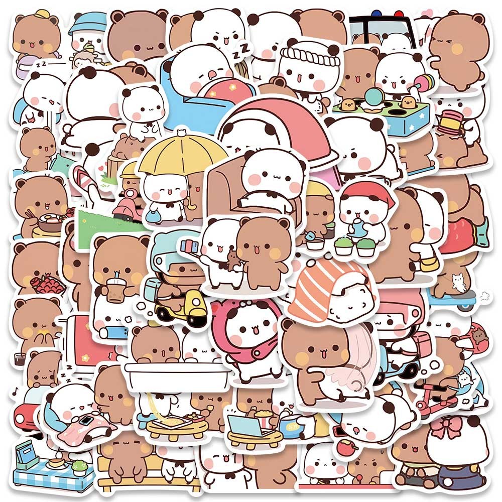 

50pcs Stickers Cute Bear Couple DIY Toy Doodles Decorative Graffiti Decal Phone Bottles Scrapbook Waterproof