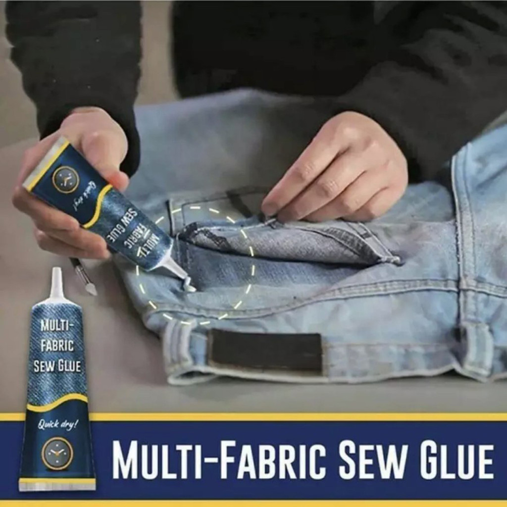 

50ML Lem Kain Tanpa Jahit Super Kuat & Tahan Air Fabric Glue Multi-Fabric Permanen untuk Jeans, Tas & Sepatu Kain