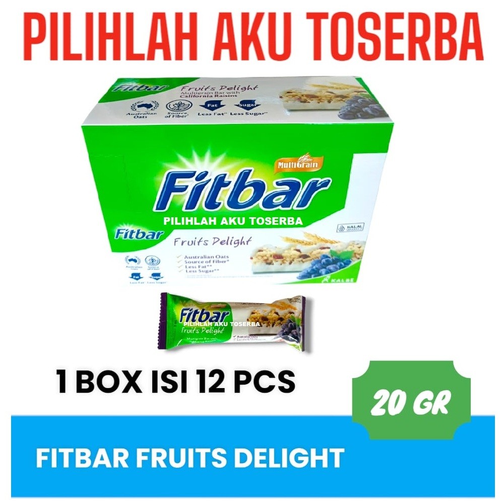 

Fitbar FRUITS DELIGHT Multigrain Cereal Bar isi 12 - (HARGA 1 BOX)