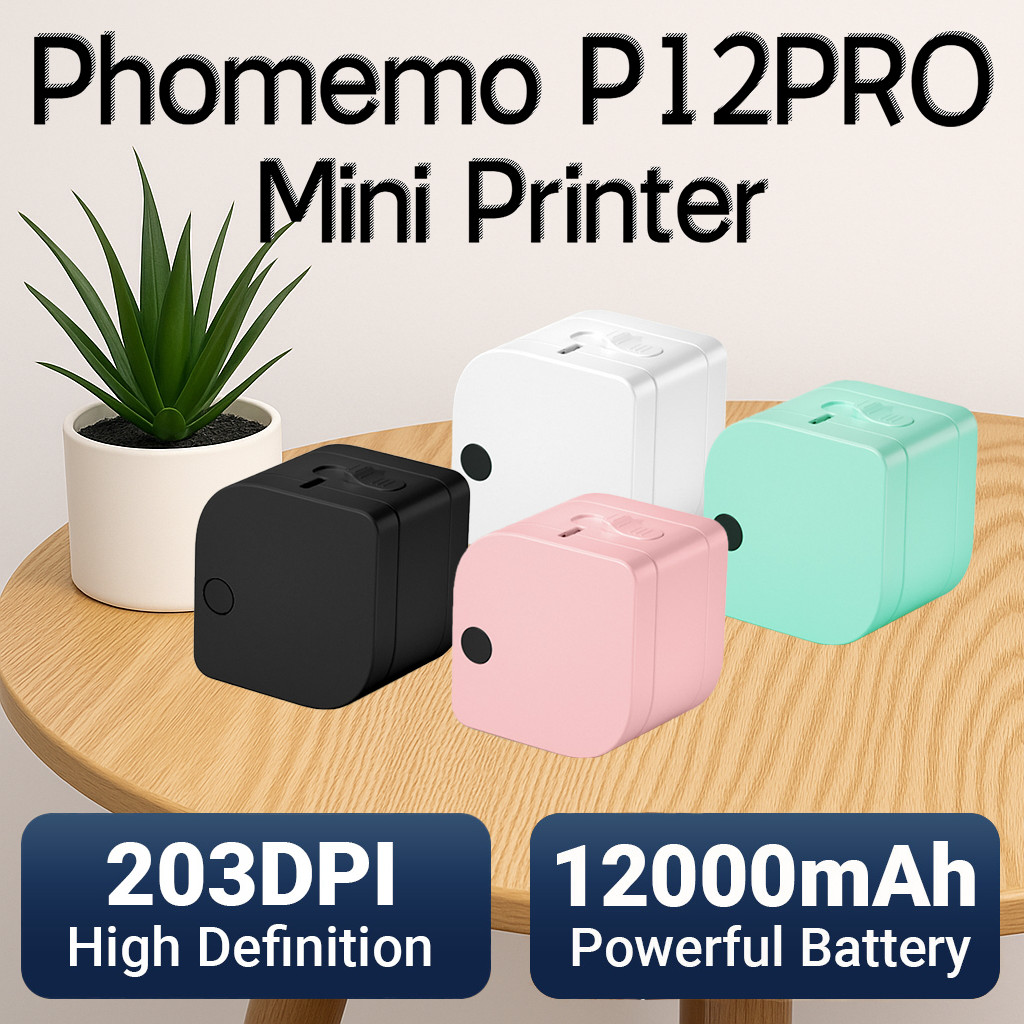 

Phomemo P12PRO Mini Label Maker Thermal Adhesive Label Printer Wireless Bluethooth Label Makers Smart for Home Office Outdoor