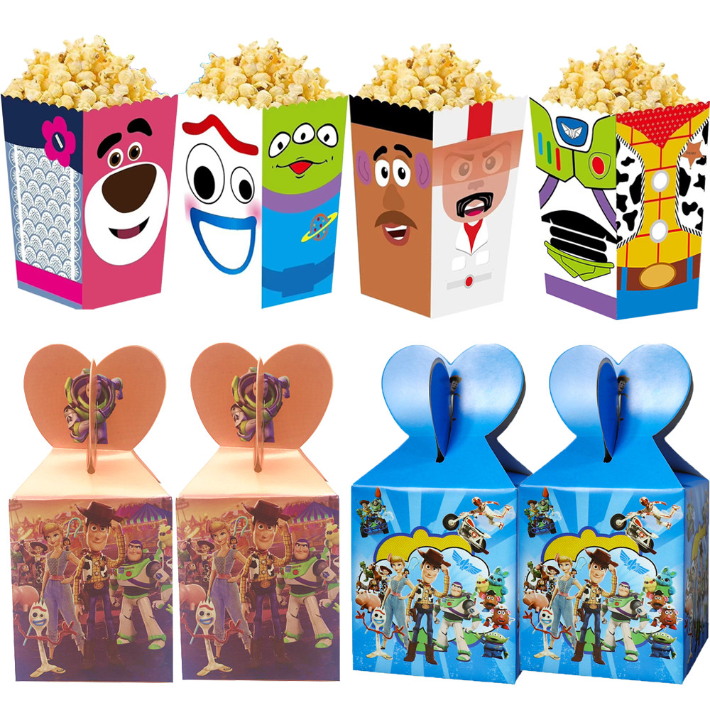 

12Pcs Toy Story Party Popcorn Boxes Baby Shower Party Cookie Boxes for Kids Blue Sky White Clouds Girls Birthday Treats Boxes