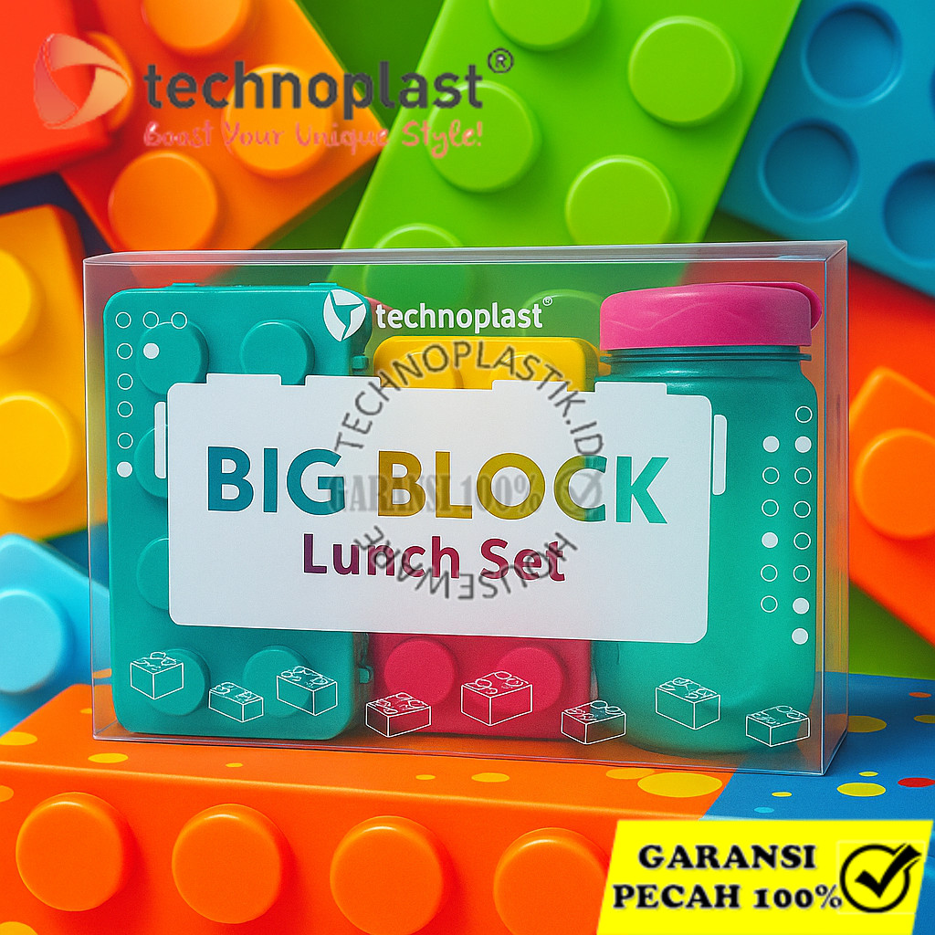 TECHNOPLAST Big Block Lunch Box Set/Tempat Makan Block Set