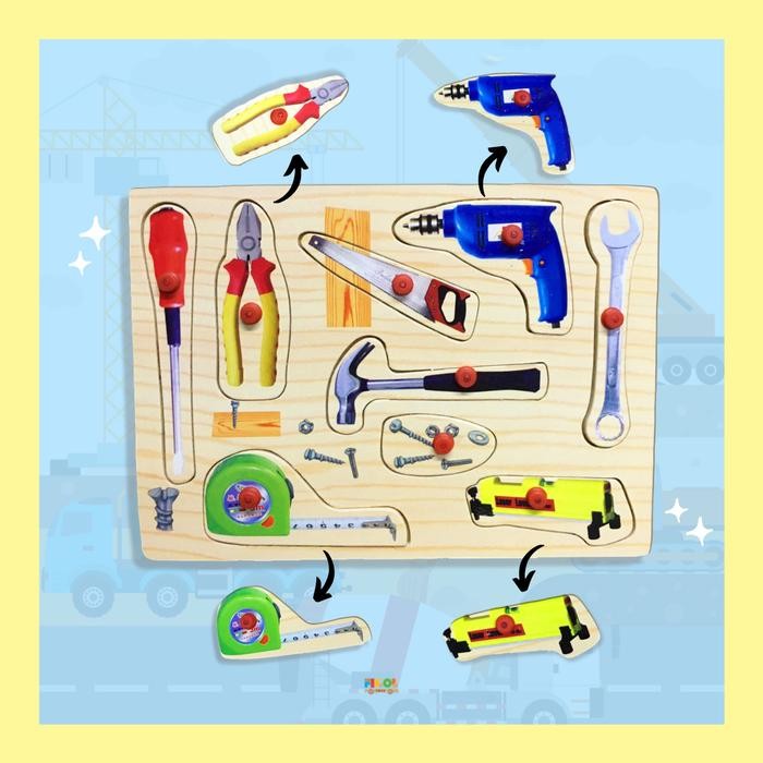 PROMO [COD] Mainan Puzzle Kayu Tukang-tukangan Puzzle Kayu Anak Tools Set
