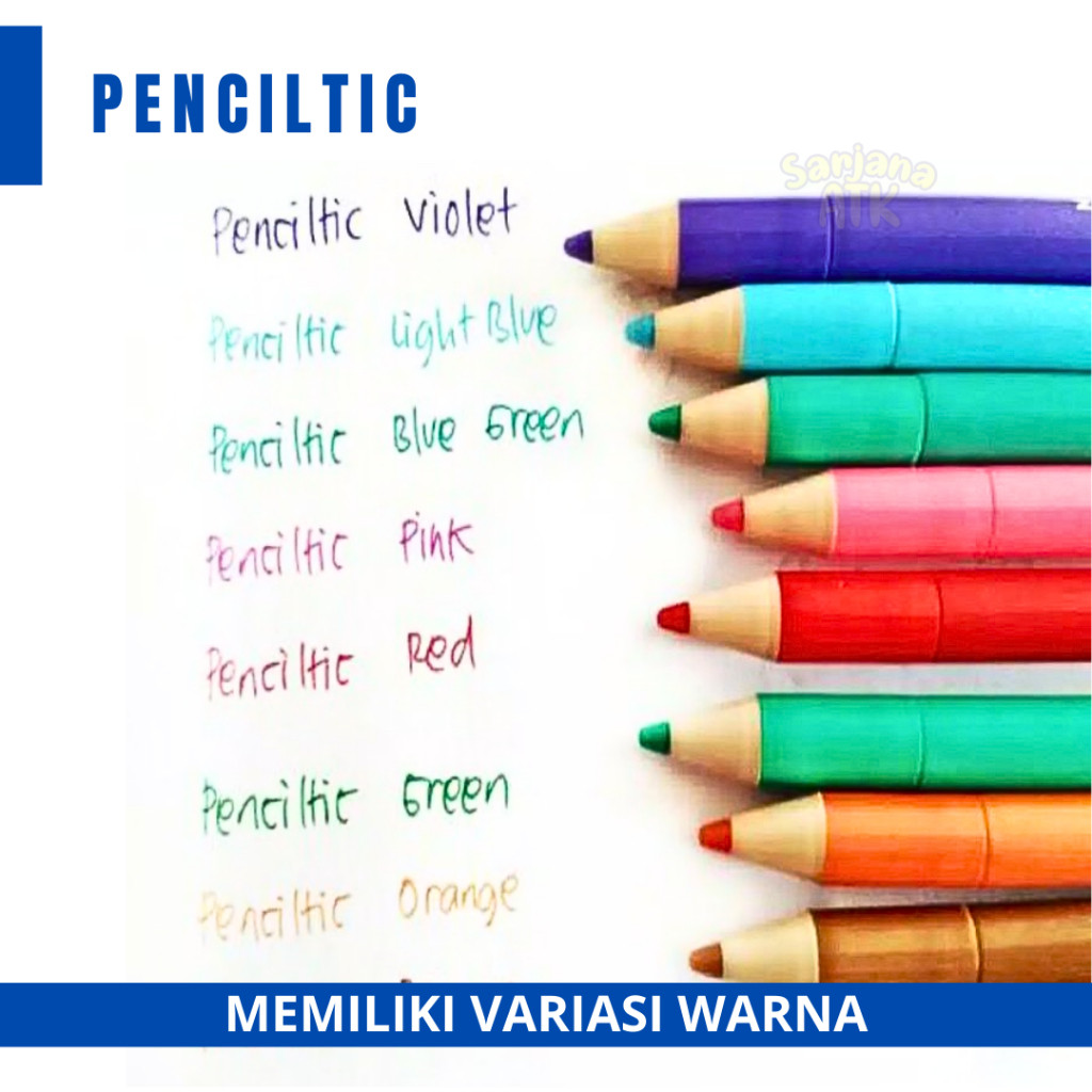 

Bulpen Pen Ballpoint Zebra PENCILTIC / PENCIL TIC 04mm Warna Warni