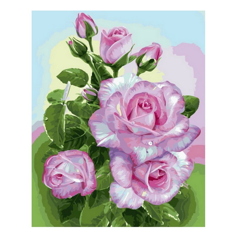 

Frameless diy picture oil paintings by numbers flowers wall decor painting on canvas for home decor 4050cm purple rose