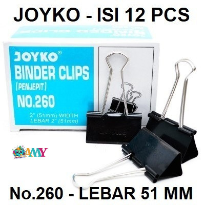 

(1PAK ISI 12PCS) JOYKO BINDER CLIP 260 AMY STASIONARY