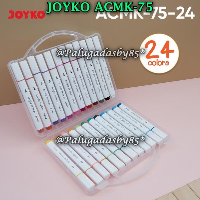 

(1 Set) GROSIR Spidol Akrilik JOYKO ACMK-75-24 24Warna Acrylic Marker Spidol Akrilik ACMK-75 (1 Set)