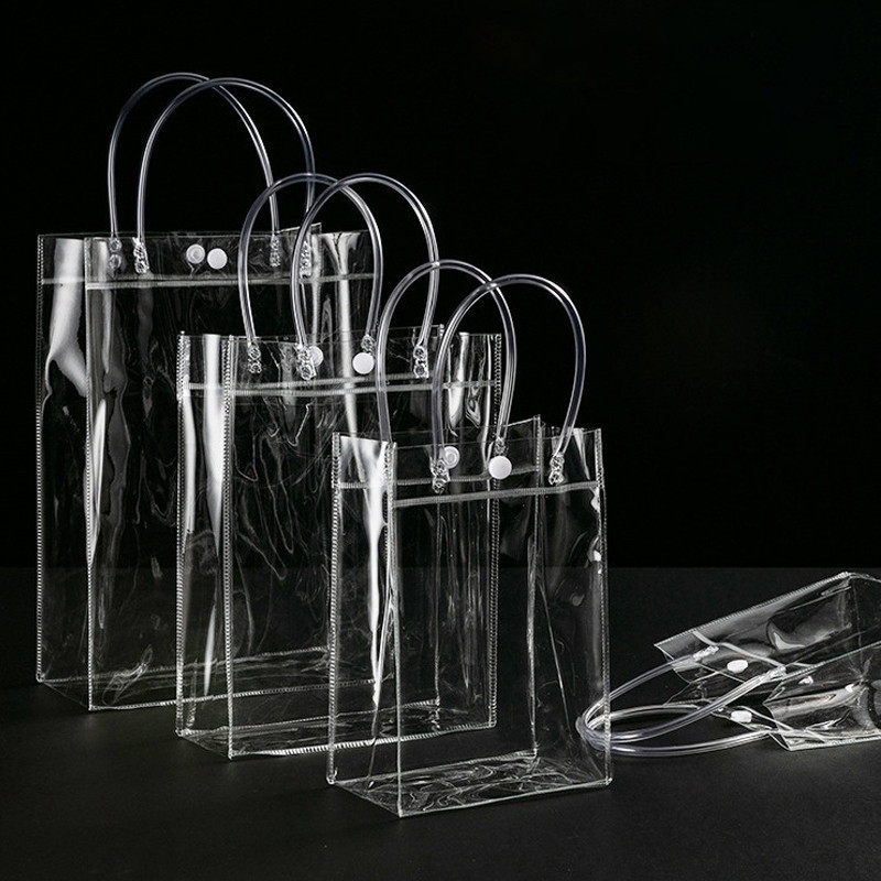 Totebag Transparant/Tas Mika PVC Transparan/Tas Mika Souvenir Ulang Tahun Bening/Tas Belanja