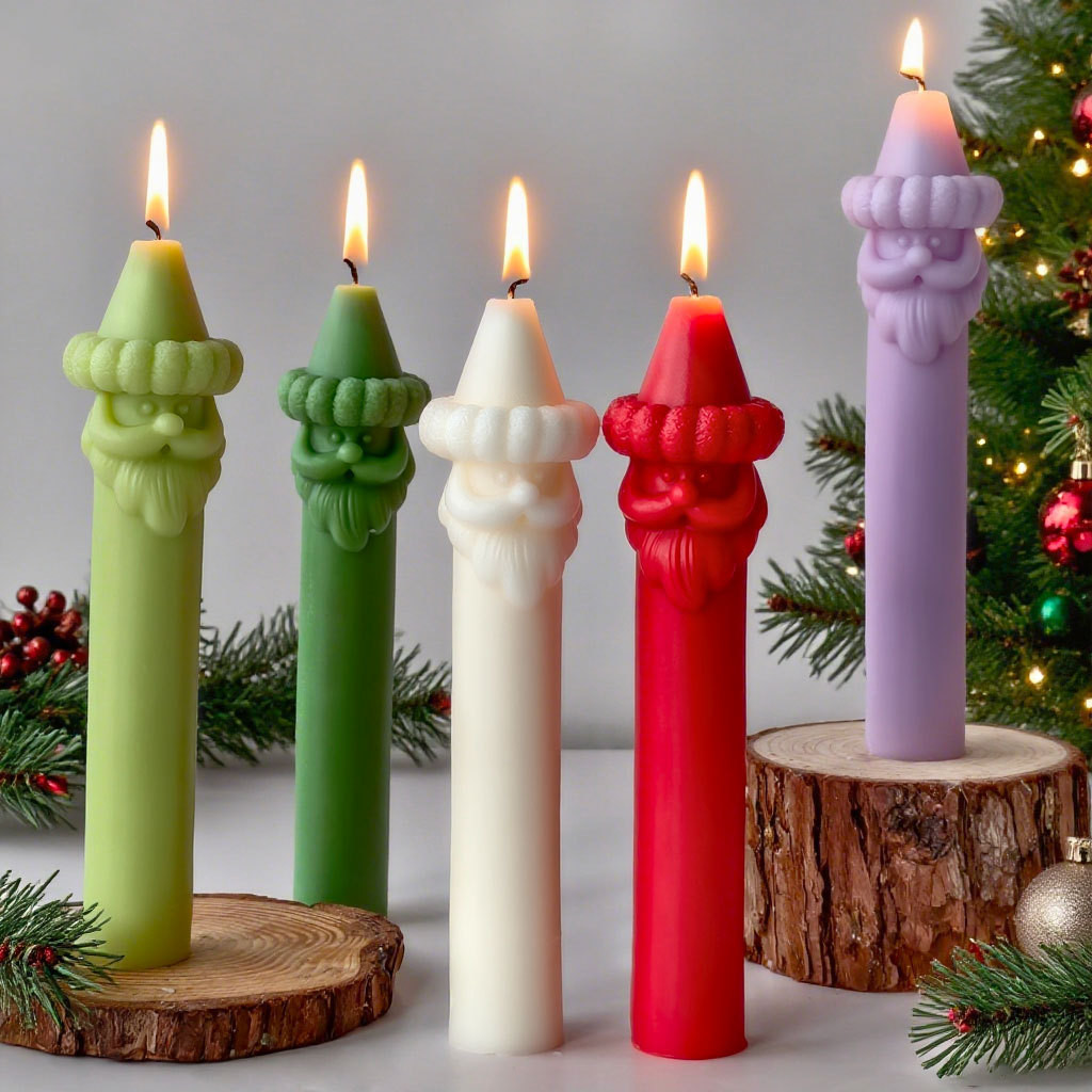 

Santa Candle Mold DIY Long Stick Silicone Mold Beard Wax Mold Xmas Decor Holiday Gift Aroma Craft Home Party