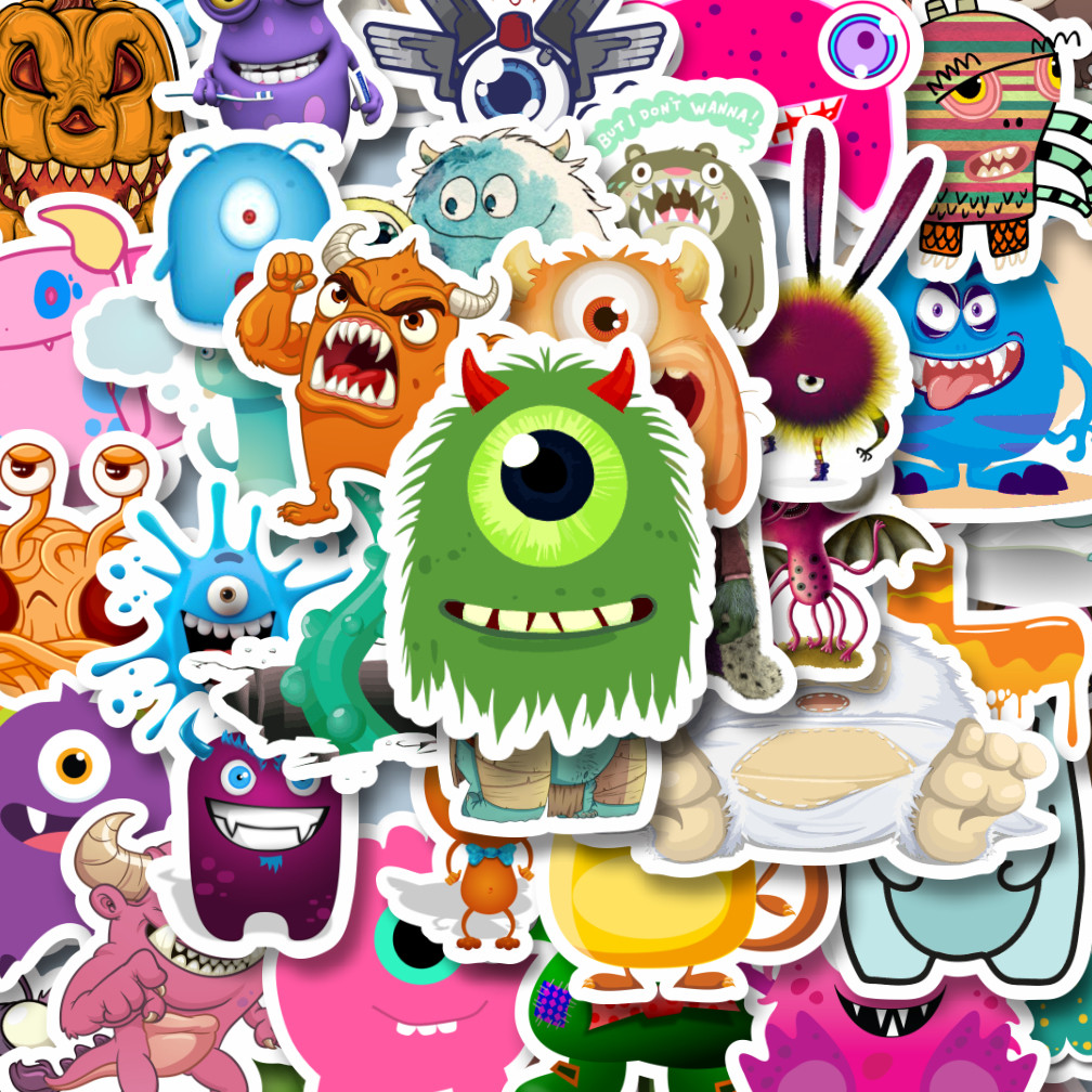 

100PCS Lucu Stiker Monster Art Illustration Karakter Mix 6 Stiker Aesthetic Stiker Anti Air Stikers Berperekat Waterproof sticker decal buat Motor Helm Buku Journal Koper Casing HP Laptop Botol Minum Hadiah anak