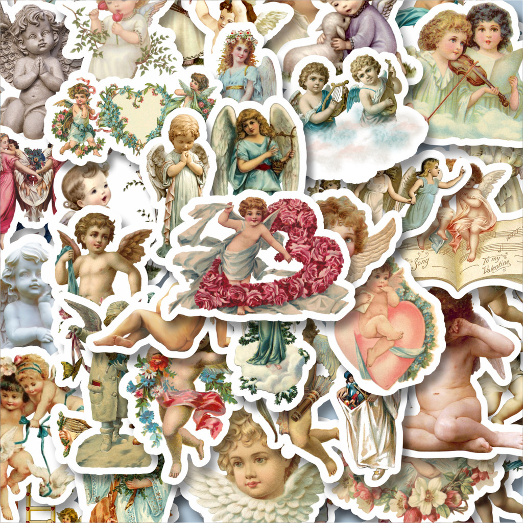 

100PCS Lucu Stiker Vintage Series Character Cherub Mix 2 Stiker Aesthetic Stiker Anti Air Stikers Berperekat Waterproof sticker decal buat Motor Helm Buku Journal Koper Casing HP Laptop Botol Minum Hadiah anak