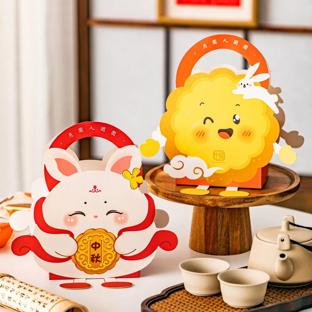 

[ORGM] KOTAK MOONCAKE | Kotak Kue Kemasan Kue Bulan Cantik Motif Kelinci dan Pia Bulan