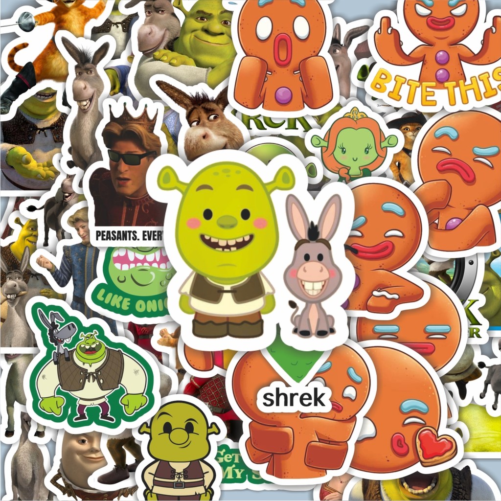 

100PCS Lucu Stiker Dreamworks Series Shrek Character Mix 2 Stiker Aesthetic Stiker Anti Air Stikers Berperekat Waterproof sticker decal buat Motor Helm Buku Journal Koper Casing HP Laptop Botol Minum Hadiah anak