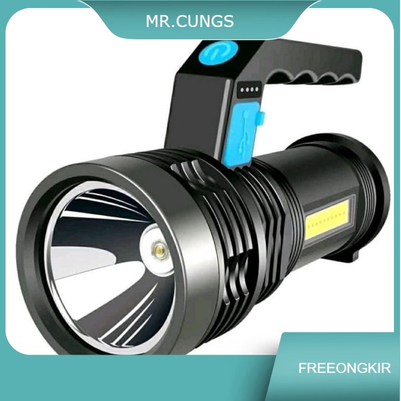 Senter LED + COB Jarak Jauh Super Terang / Senter Tangan Senter Genggam LED COB / USB CAS
