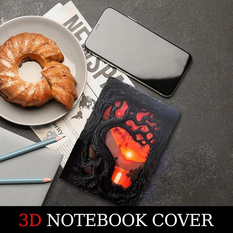 

A5 Book Cover 3D Notebook Protective Case Scratch-Proof 3D Embossed Maple Leaf A5 Journal Cover For Drawing Business Meeting