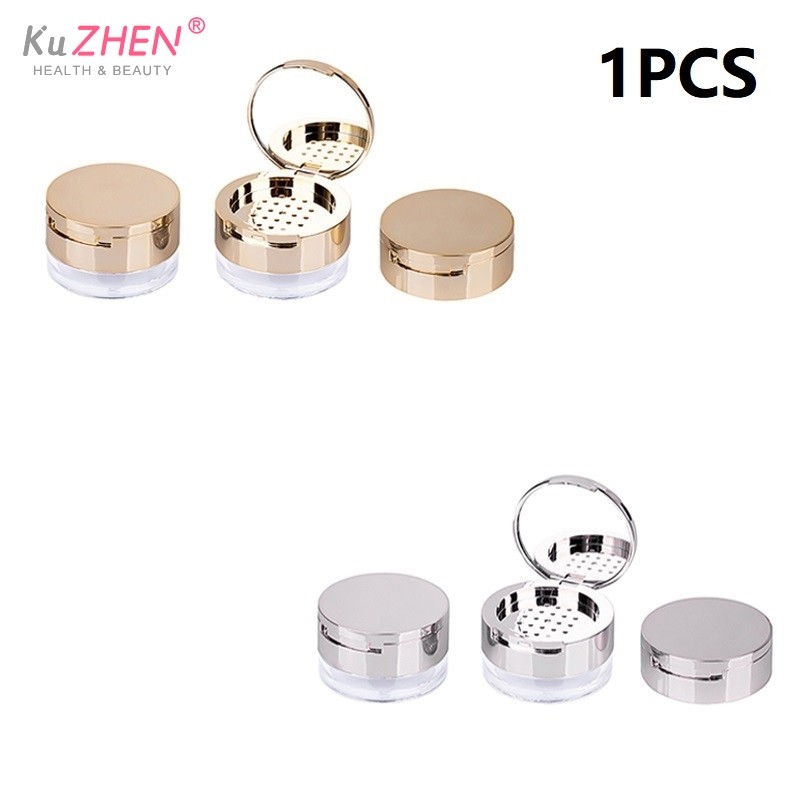 1Pc Mini 6g Portable Cosmetic Flour Plastic Box Empty Loose Flour Pot With Sieve Travel Makeup Jar S