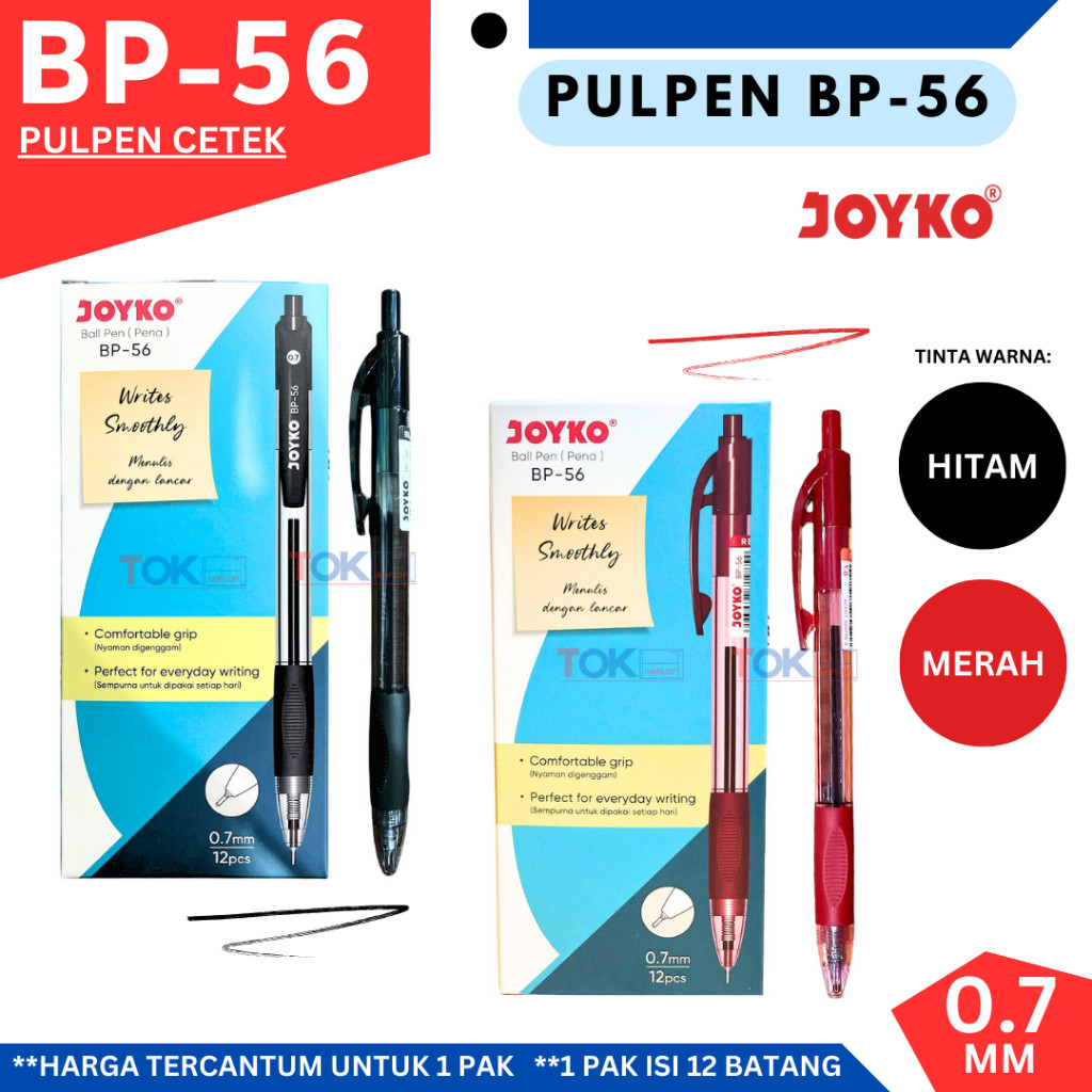 

PULPEN CETEK JOYKO BP-56 / BALLPOINT 0.7 MM ( 1 PAK ISI 12 PCS )