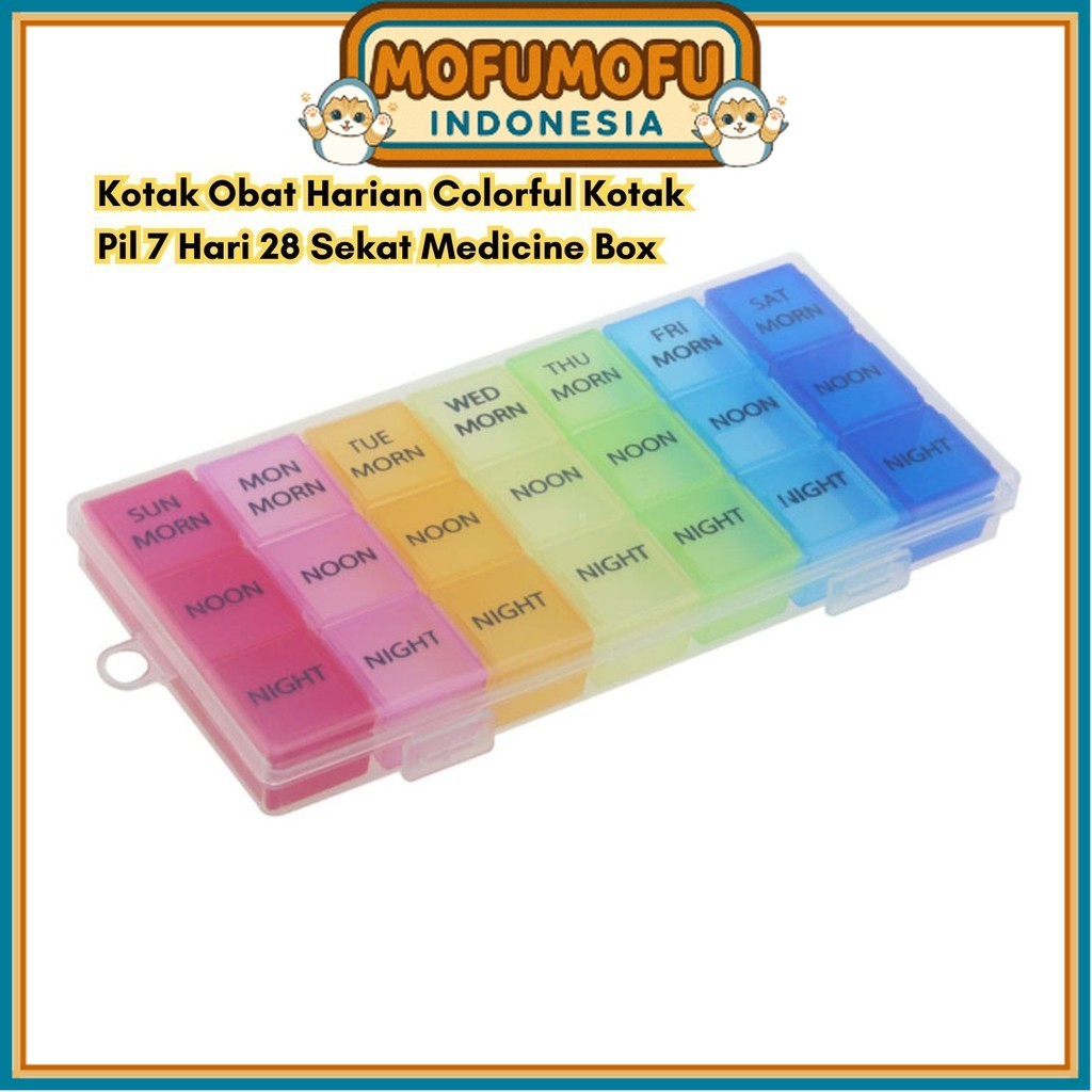 Kotak Obat Harian Penyimpanan Kapsul Hari 7 Obat BR173 Kotak Sekat Pil Tempat Box 28 Medicine Colorf