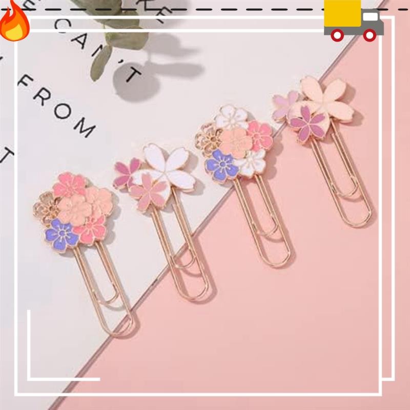 

7Pcs Cherry Blossom Paper Clips, Cute Colorful Sakura Paperclip Planner Accessories For Office Supplies Students Marking