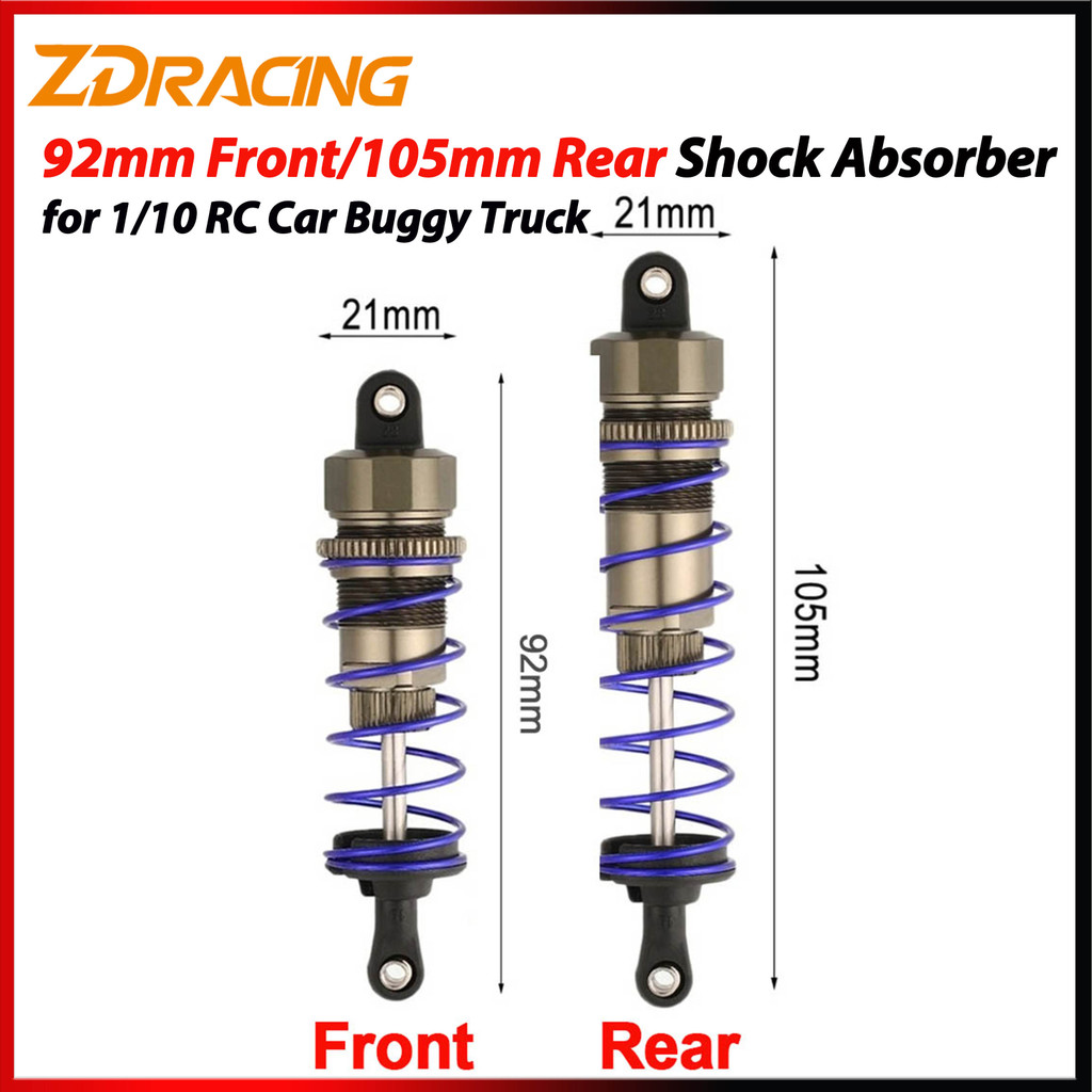 ZD Racing 92mm Front 105mm Rear Damper Metal Negative Pressure Shock Absorber for 1/10 RC Car Buggy 