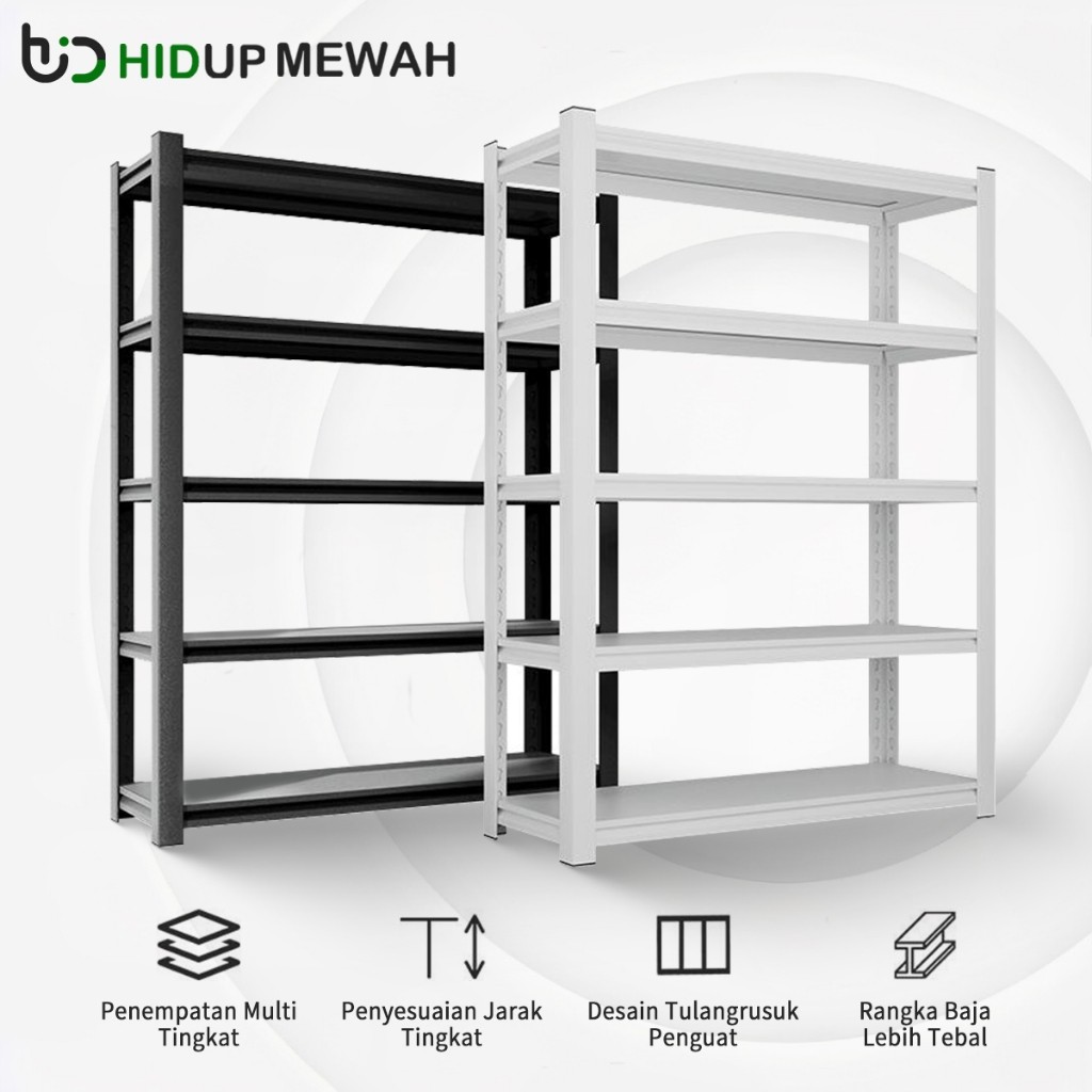 HID 60-120CM 5 Susun Serbaguna Rak Besi  Lemari Dapur / Supermarket / Gudang Rak Besi Rak