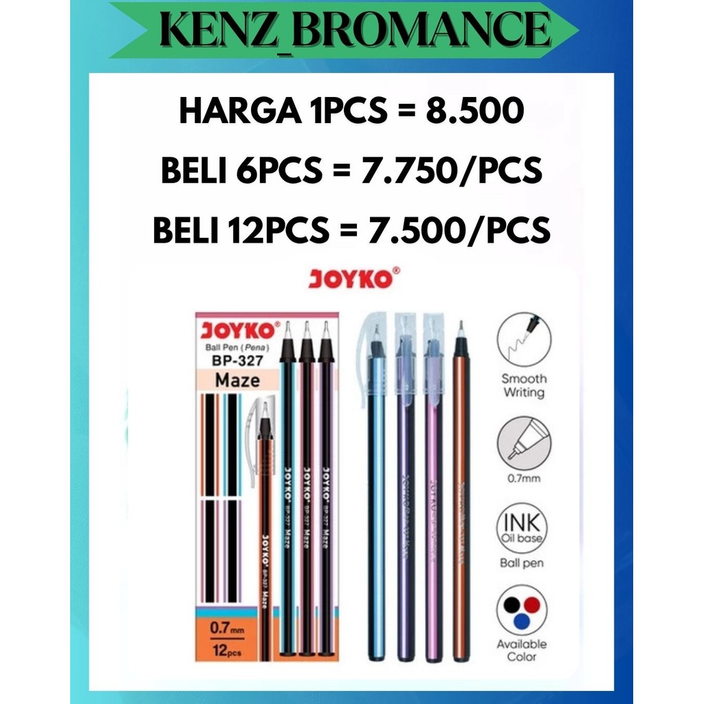 

KENZ [1 KOTAK ISI 12PCS] PULPEN JOYKO MAZE 0.7mm BP-327 PENA BEST SELLER