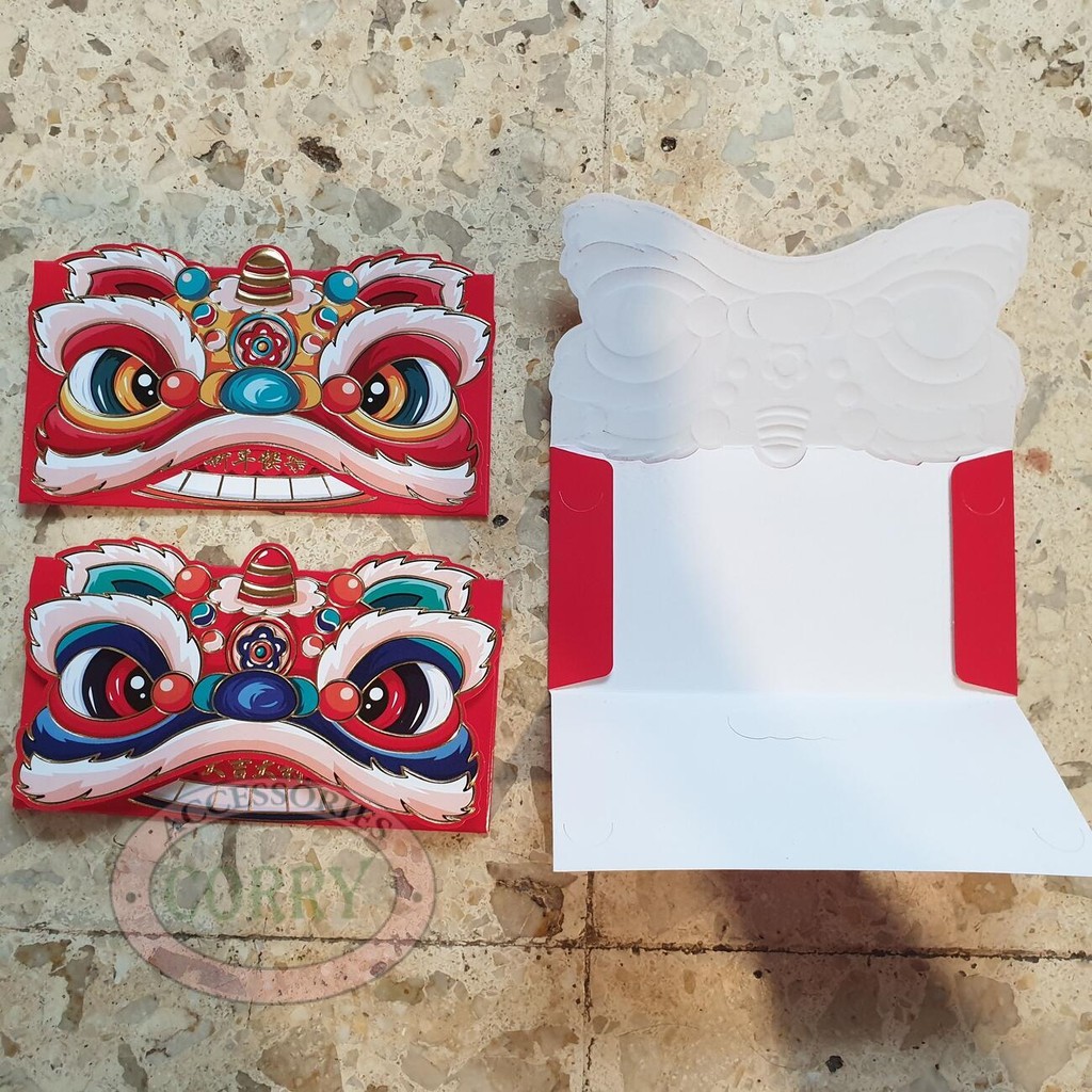 

Angpao Imlek segel glitter barongsai kucing caisenye caisen 18 Cm Amplop