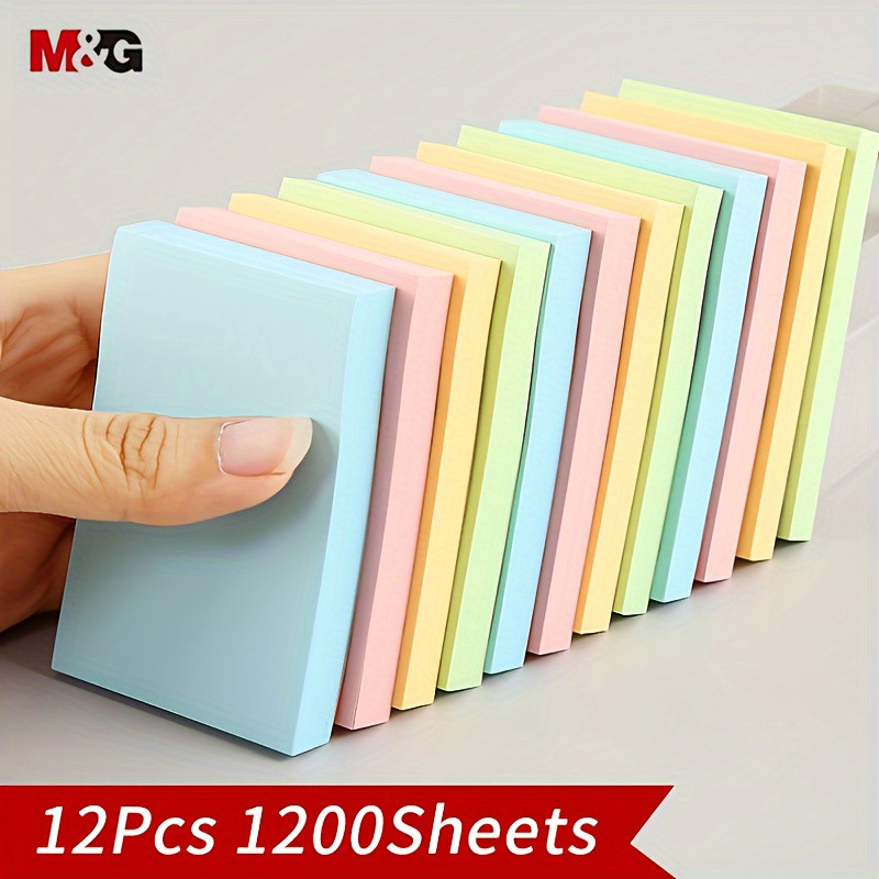 

M&G 12 Pcs Sticky Notes Portable Colorful 1200 Sheets 4-Color Note N-Times Memo Pads for Office School
