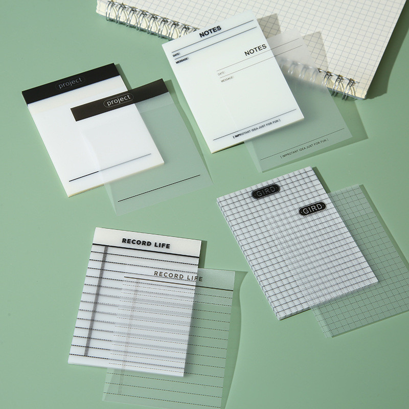 

200 Sheets Transparent Waterproof Posted It Sticky Note Pads Notepads Posits for School Stationery Office Supplies