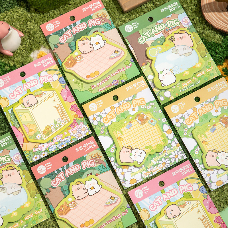 

30 sheets Sticky Notes Cute Cartoon Colorful Memo Pad Ins Kawaii Stationery Posted Tabs Its Memo Message Paper School Supplies