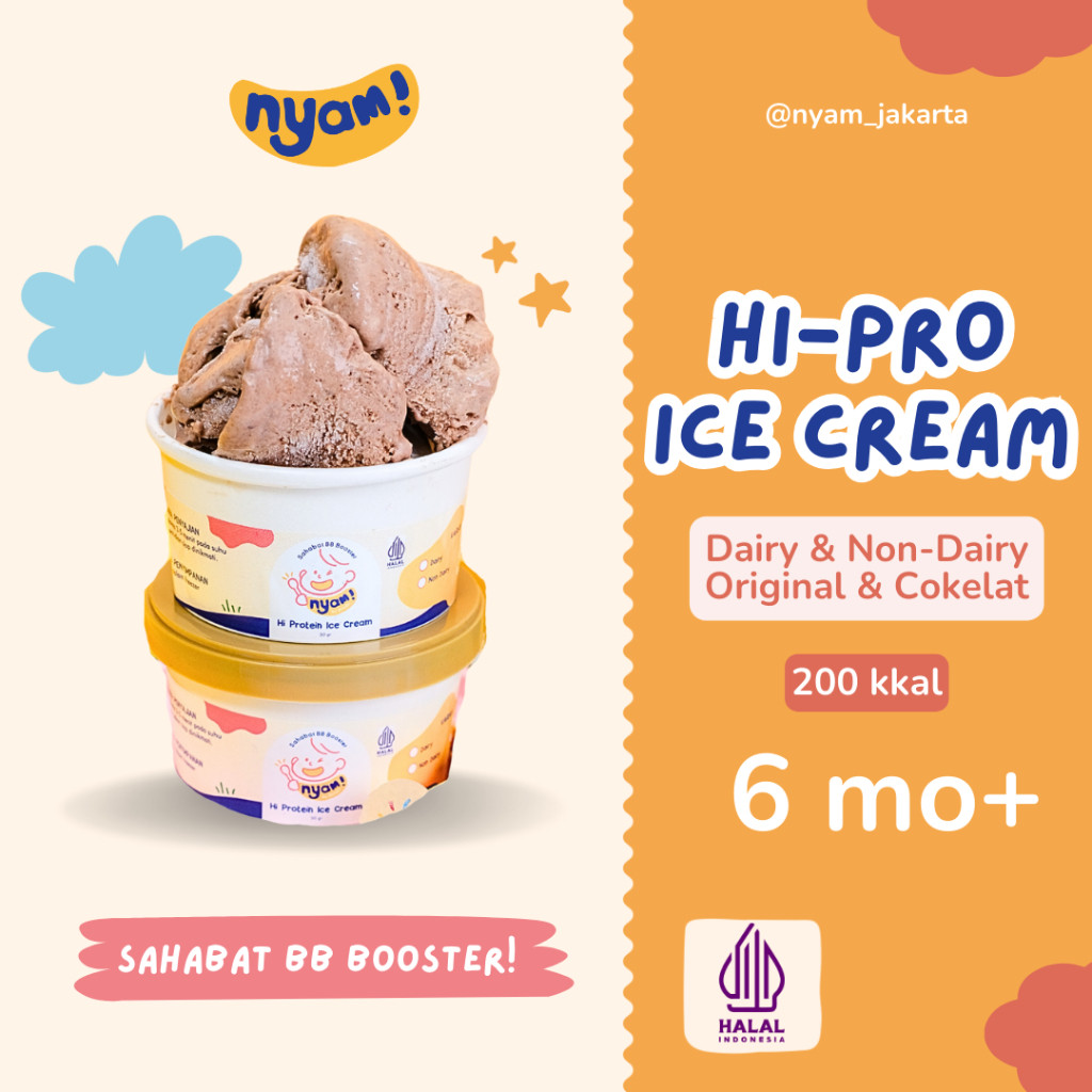 

NYAM ESKRIM - baby food Hi-Pro ICE CREAM Es Krim Nyam BB booster (NON Pengawet Pemanis Pewarna) - Adwa Organic