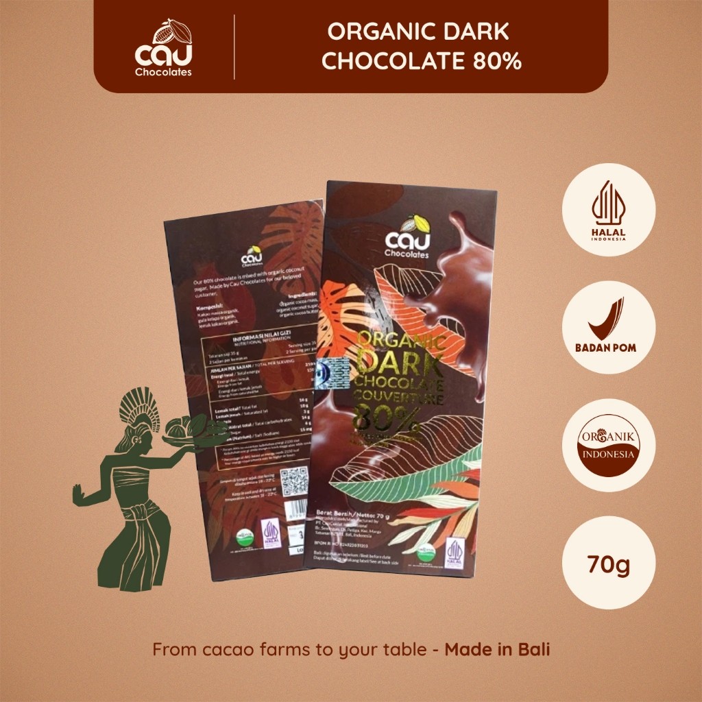 

New CAU CHOCOLATES - Organic Dark Chocolate Couverture 80% - 70 grPremium