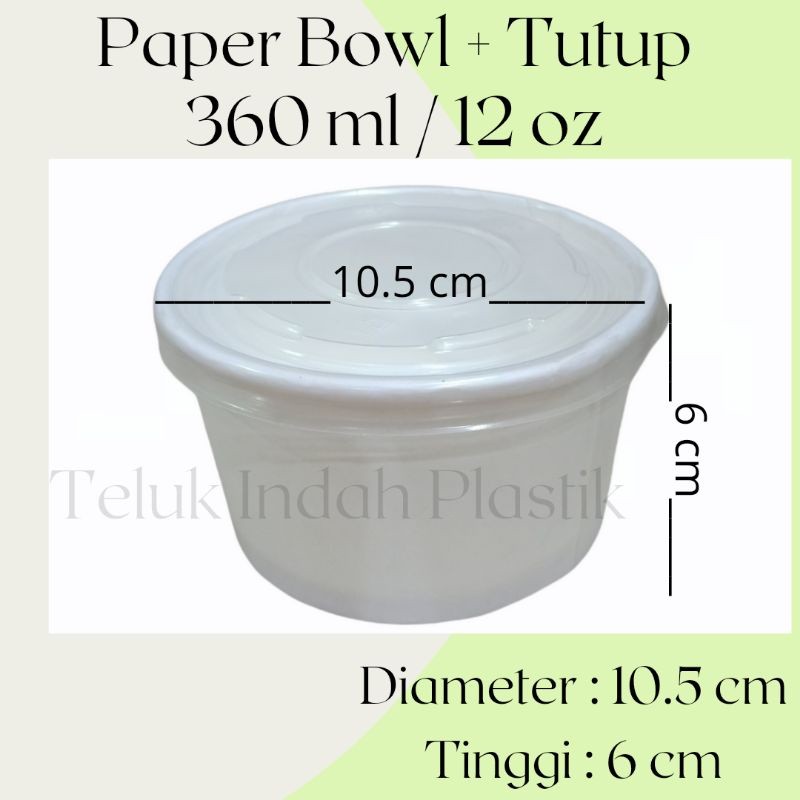 (50set) Paper Bowl Plus Tutup 360 ml 12 oz / Mangkok Kertas Rice Box