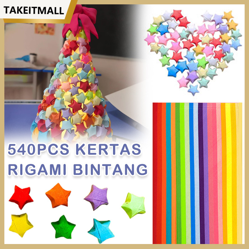 

540 Lembar Kertas Origami Bintang/ Warna Origami Star Paper Motif Bintang