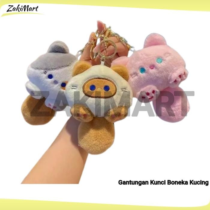 Gantungan Kunci Boneka Kucing Fluffy Dicubit Akan Berbunyi - Gantungan Kunci Plush Toy Boneka Kucing